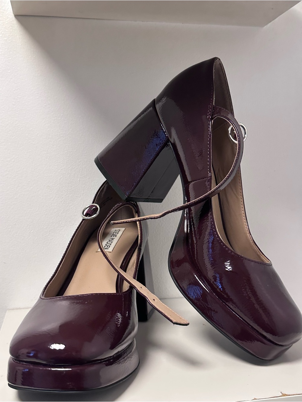 Steve Madden Glossy Plum Platform Mary Jane Pumps
